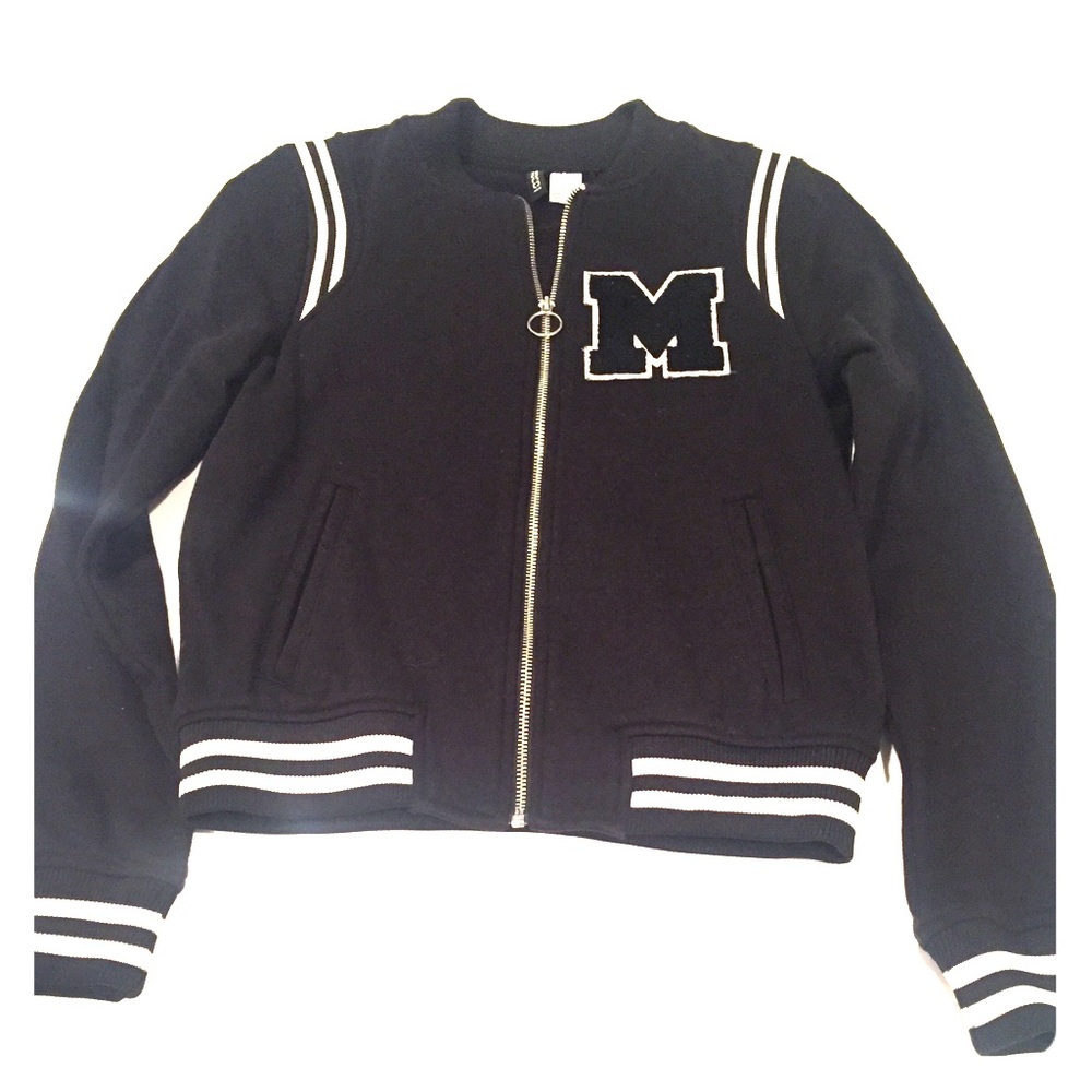 Ladies Black and White Bomber Jacket - Size  4 US